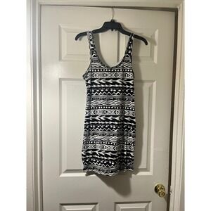 PINK Victoria's Secret Black White Tribal Geometric Print Bodycon Mini Dress‎ S